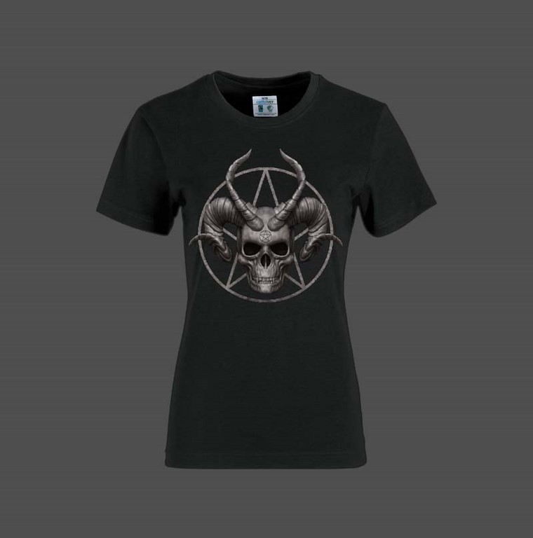 T-shirt femme crane de démon style gothique en coton