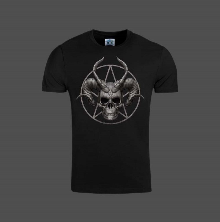 T-shirt homme crane de démon style gothique en coton