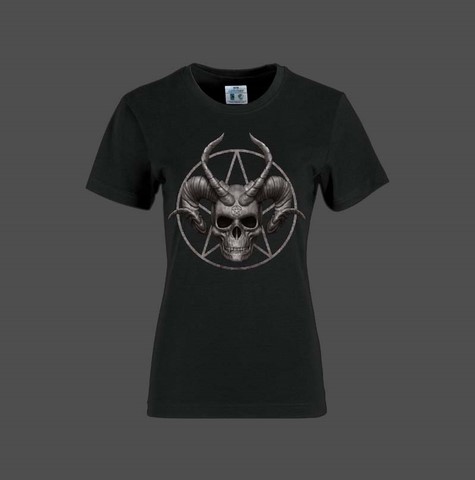 T-shirt femme crane de démon style gothique en coton